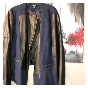 Faux Leather and Wool Motto Jacket